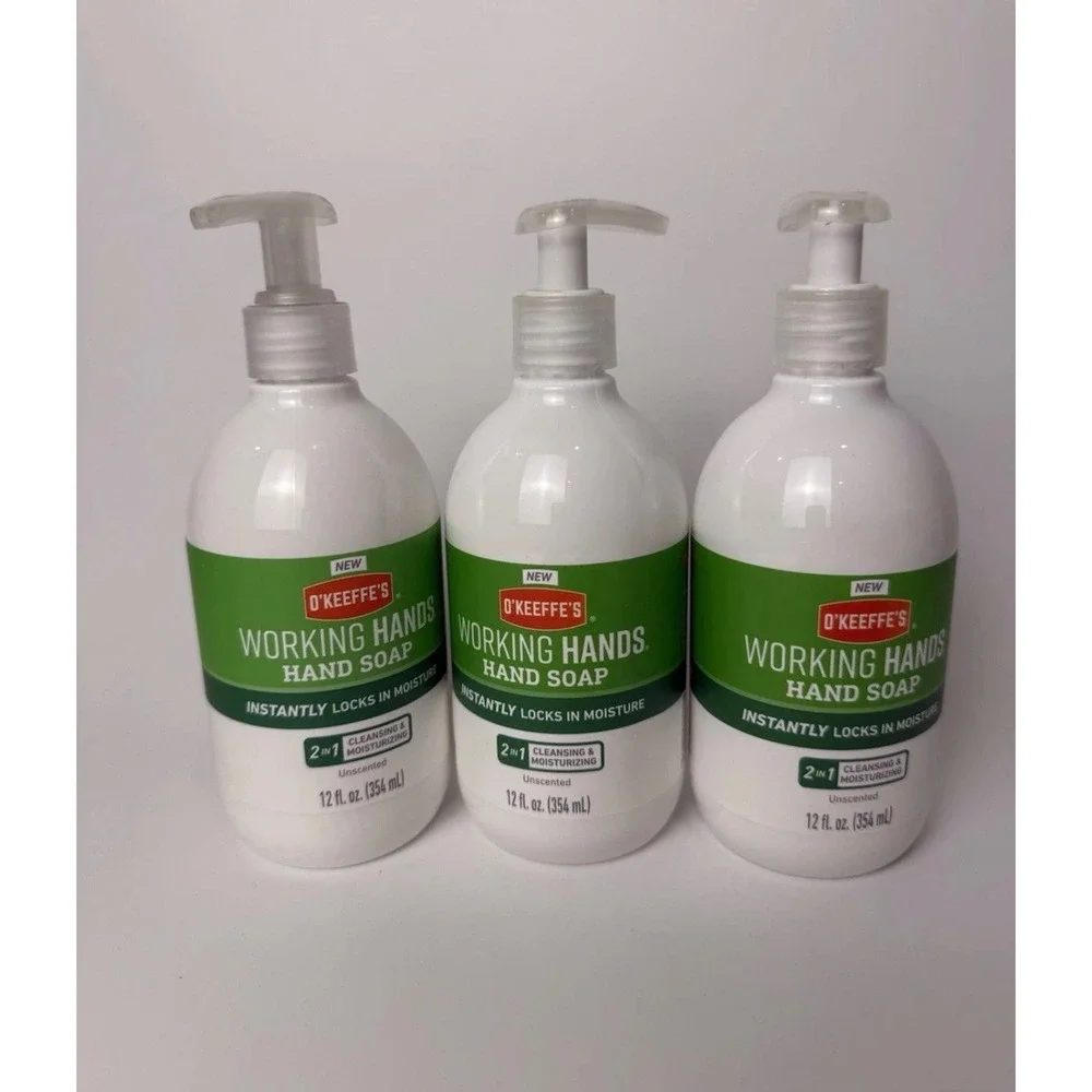 3 Pack O'Keeffe's Working Hands Hand Soap 12oz Unscented 2-in-1 Moisturizing
